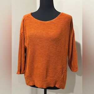 Anthropologie Burnt Orange Crew Neck‎ Sweater -Handcrafted look!-Size Medium